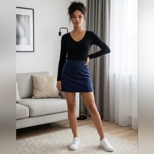 Halara Women's Navy Corduroy-Like Skirt with Built-in Shorts